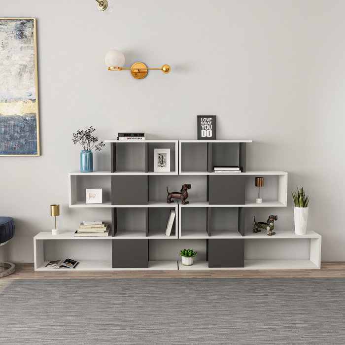 Hanah Home Estantería Karlin Blanco y Antracita